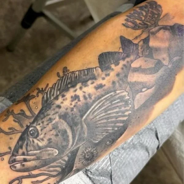 lifelike ling cod tattoo