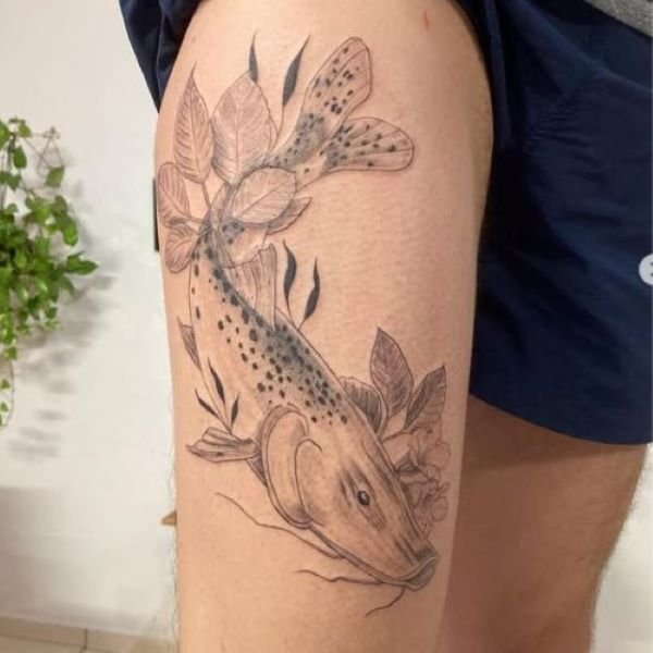 Valente Tattoo Surubim Catfish black and white