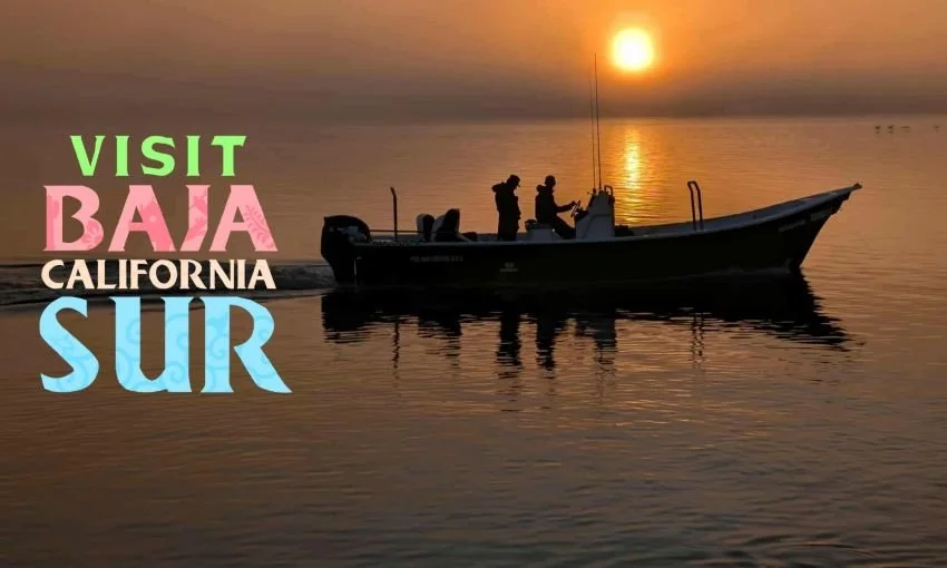 Panga at sunrise in Magdalena Bay