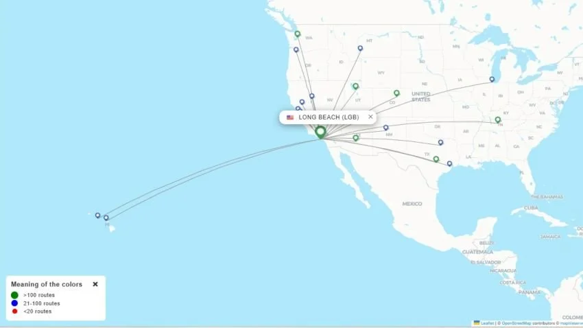 Direct flights to Long Beach LGB Airport