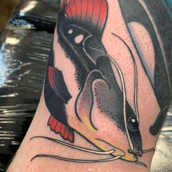 Amazing redtail catfish tattoo