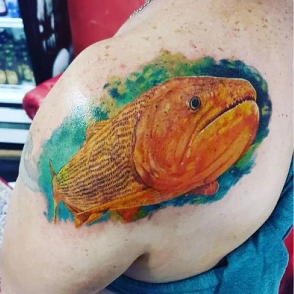 Golden Dorado color tattoo shoulder