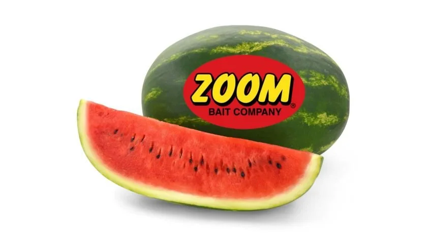 Watermelon sliced with Zoom Bait Co. Logo
