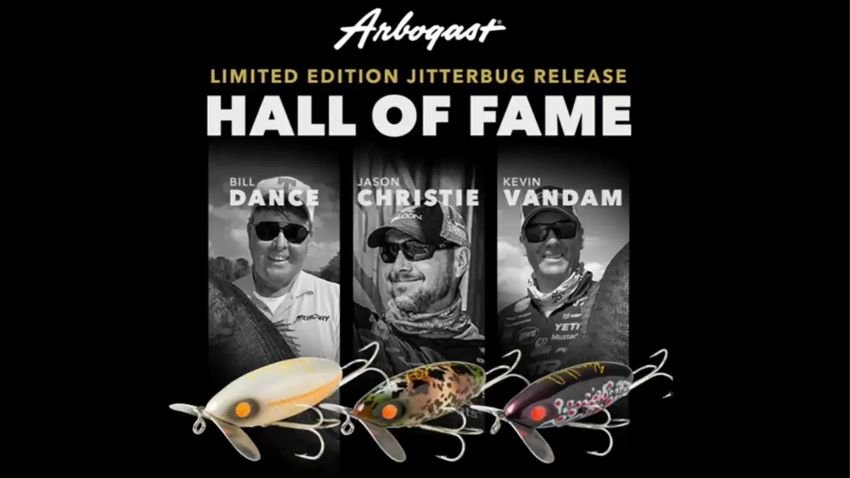 Special edition Arbogast Jitterbugs for the BFHOF from Bill Dance, Jason Christie and Kevin VanDam