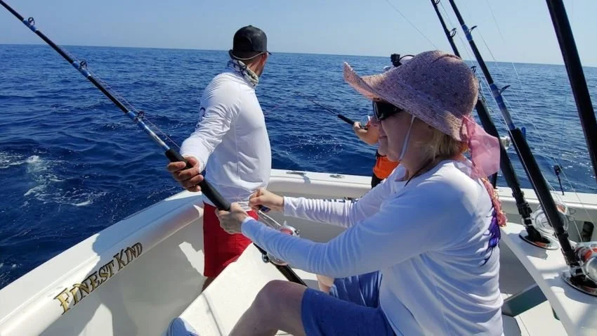 Senior citizen catching sailfish in Guatemala