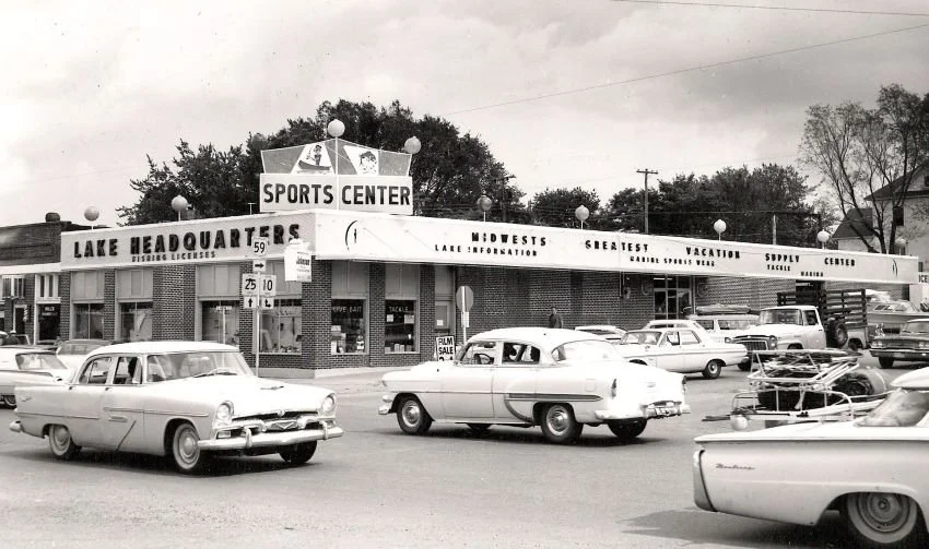 Historic black and white photo of Grand Lake Sports Center