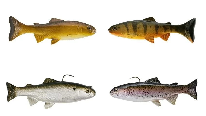 color chart of Huddleston deluxe swimbaits