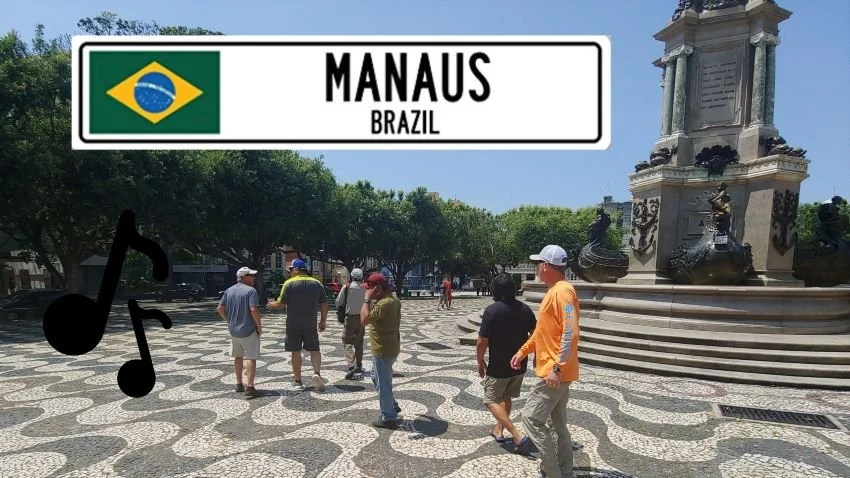 Fishermen touring landmarks in Manaus Brazil