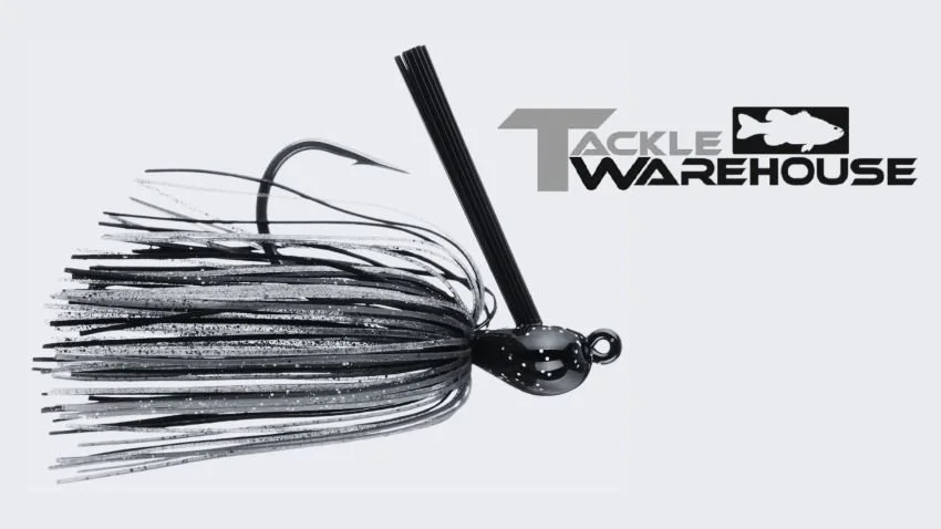 Black and white picture of a flipping jig at Tackle Warehouse