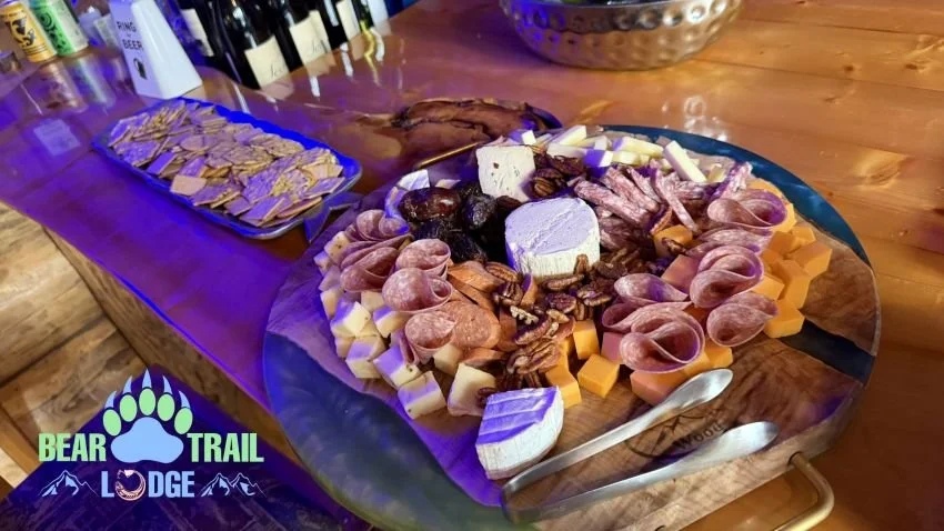 Appetizer plate cheese and meats Alaskan fishing lodge