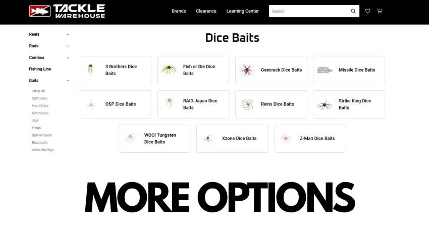 fuzzy dice lures at Tackle Warehouse