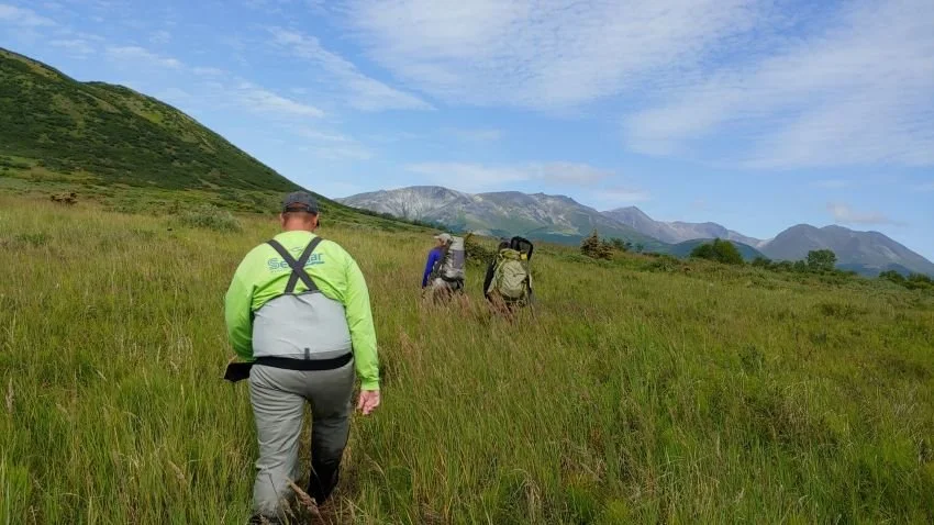 Hiking to remote Alaska fishing location