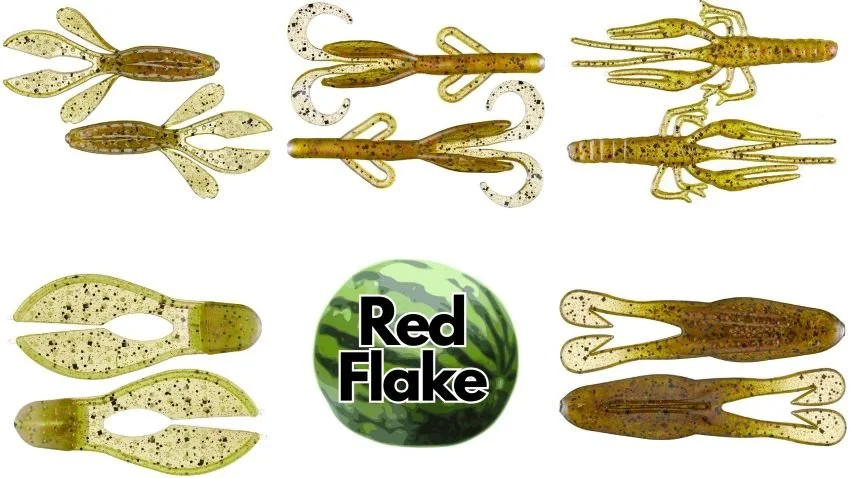 Five popular Zoom soft plastics in Watermelon with Red Flake
