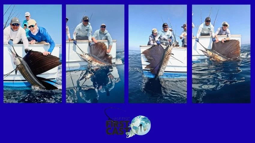 four sailfish at Casa Vieja Lodge Guatemala