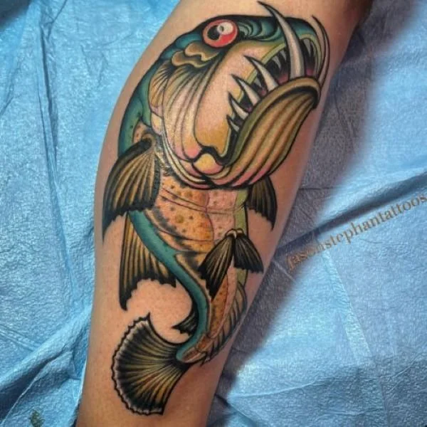 Colorful cartoonish payara tattoo