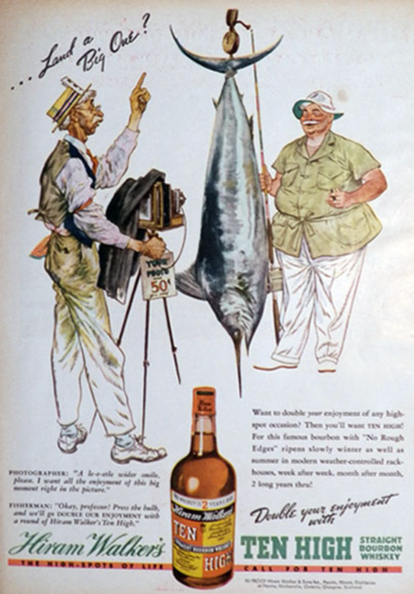 Hiram Wakler's Ten High Bourbon Advertisement