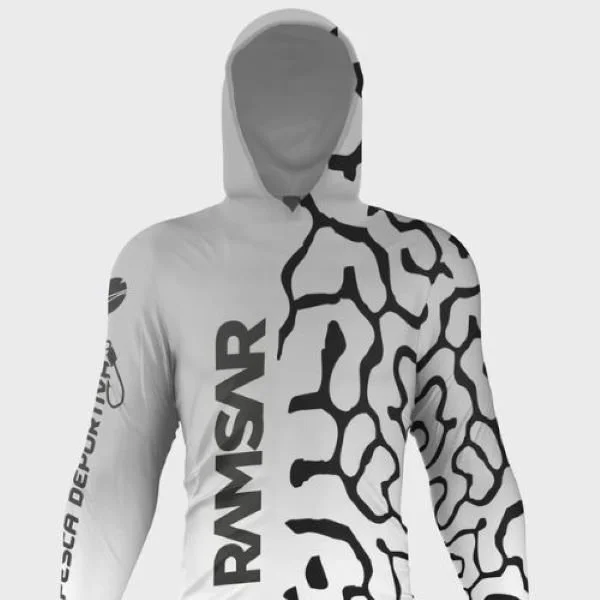 Surubim striped spf hooded fishing shirt