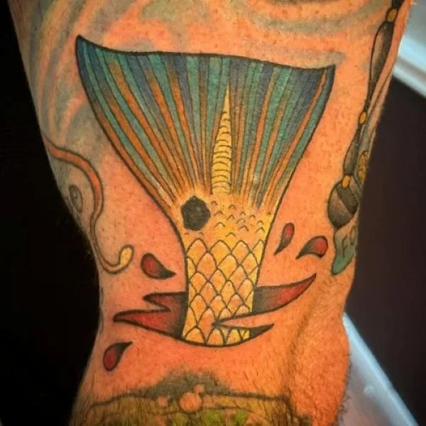 Redfish tail vertical tattoo