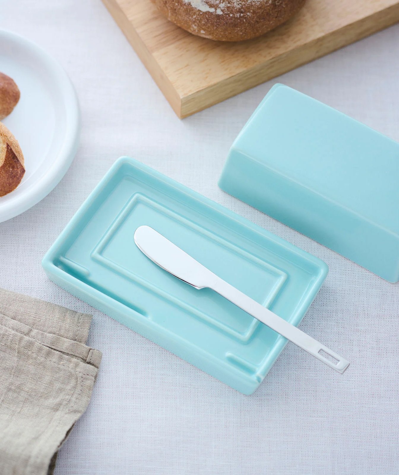 Bee House Butter Dish with Knife in Aqua Mist 2.jpg