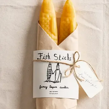 Fish Sticks - Handmade Fancy Beeswax Fish Shaped Taper Candles