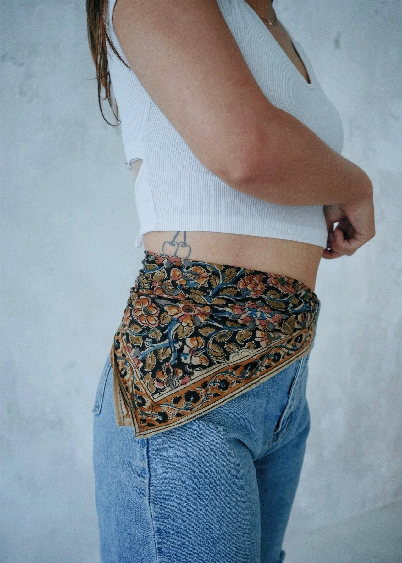 Kalamkari Cotton Bandana in Lost in the Forest