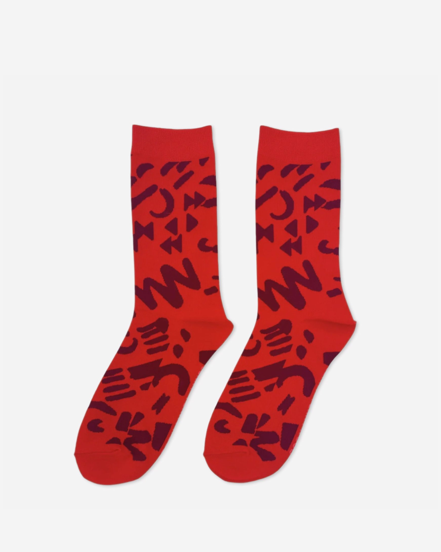 Crew Socks  in Tomato & Maroon