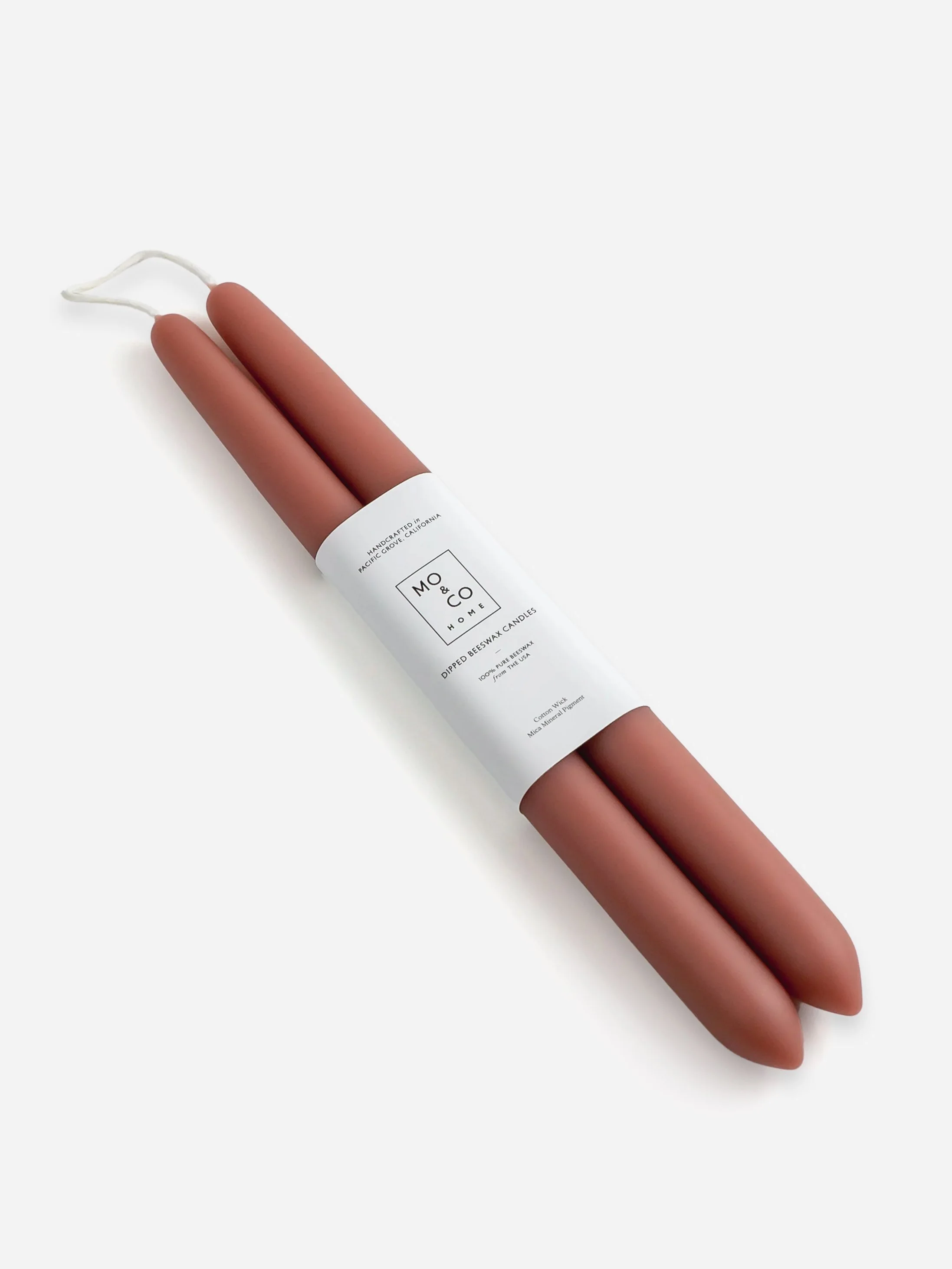 Beeswax Taper Candles in Terra Cotta