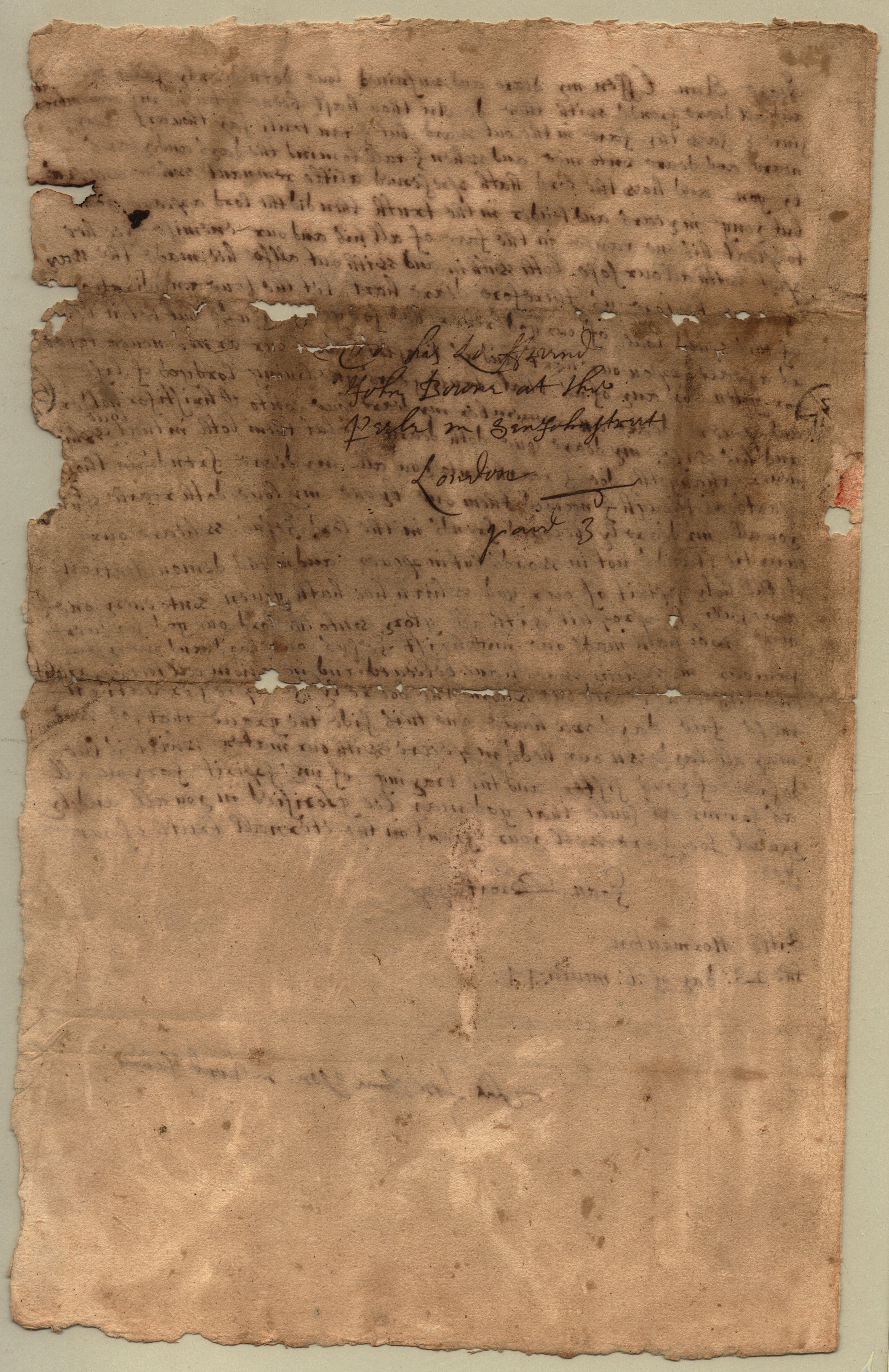 Letter, Joan Brocksopp to Ann Easton c/o John &amp; Hannah Bowne, August/ September 1677 (page 2)