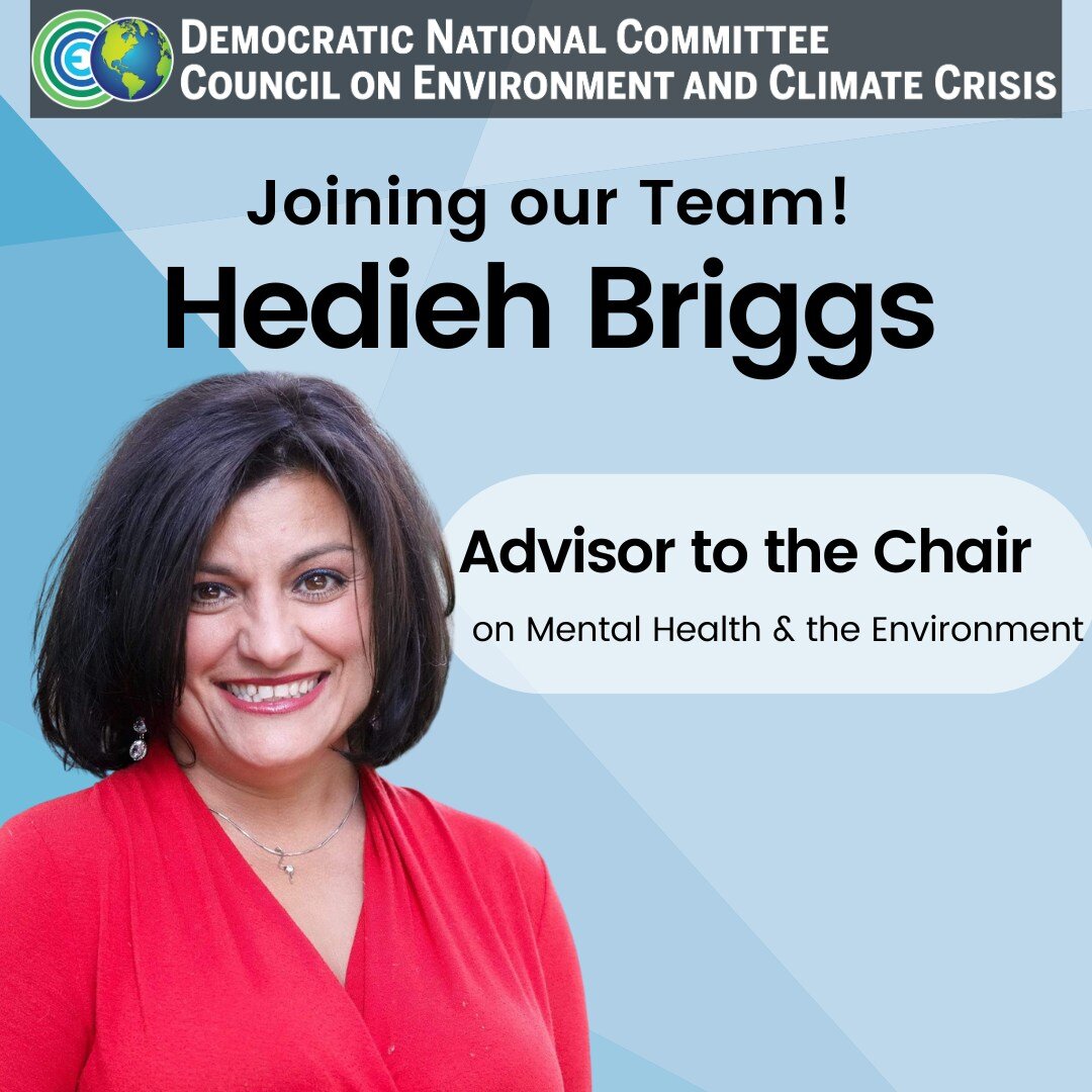 We are absolutely delighted that Hedieh Briggs is joining us, as Advisor to the Chair on Mental Health and the Environment! The climate crisis has a profound impact on mental health. Hedieh's experience and expertise will be invaluable. Learn more at