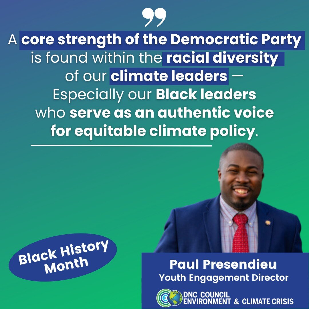 Grateful to Council Youth Director Paul Presendieu for his important leadership in the Democratic Party with youth and marginalized communities, and beyond.
.
.
.
.
#BlackHistoryMonth #ClimateAction #Democrats #ClimateLeaders #EnvironmentalJustice