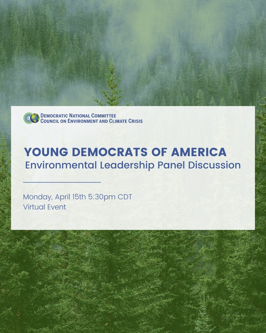 🌿 Join the @ydaenvirocaucus TODAY (4/15) at 5:30pm ET for a virtual panel highlighting remarkable young professionals in the environmental field!

Panelists:
@spencerdirrig, Ohio Environmental Council Action Fund Director
Nabilah Rawdah, Sierra Club