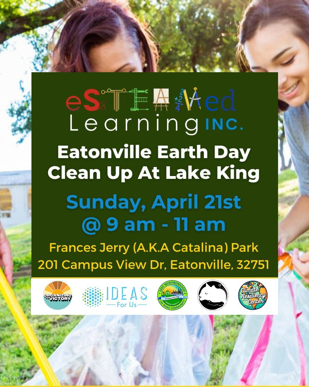 🗑️ ♻️ Join Rep. Eskamani, the Orange County Democratic Environmental Caucus, residents, and volunteers from the Eatonville Florida Community to clean up the Lake King shoreline. This event will take place at Francs Jerry Park (A.K.A Catalina Park) f