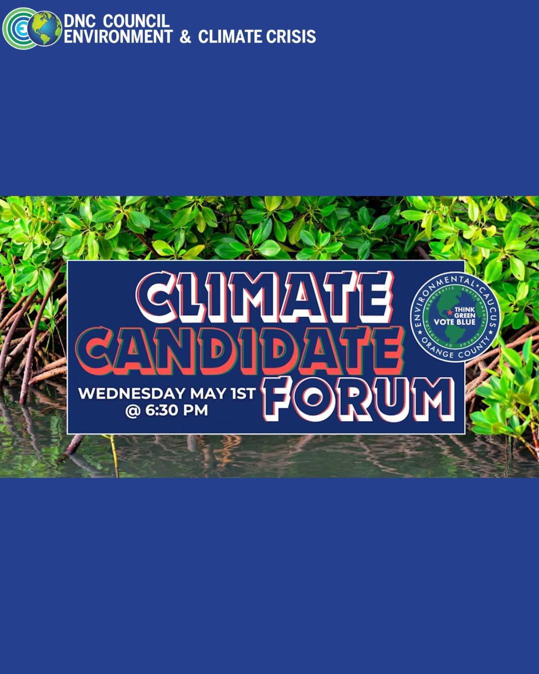 Central Florida: Hear from your potential representatives and inform your voting based on candidates' proposed environmental agendas at this Climate Candidate Forum! Organized by the Orange County Democratic Environmental Caucus of Florida this event
