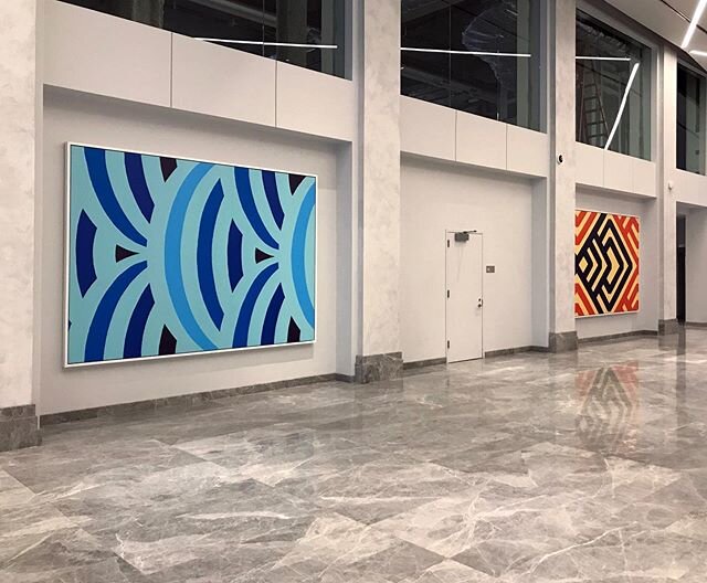 Let&rsquo;s brighten up this cool lobby with giant graphic abstracts, shall we? #BAinstall #artforallsettings