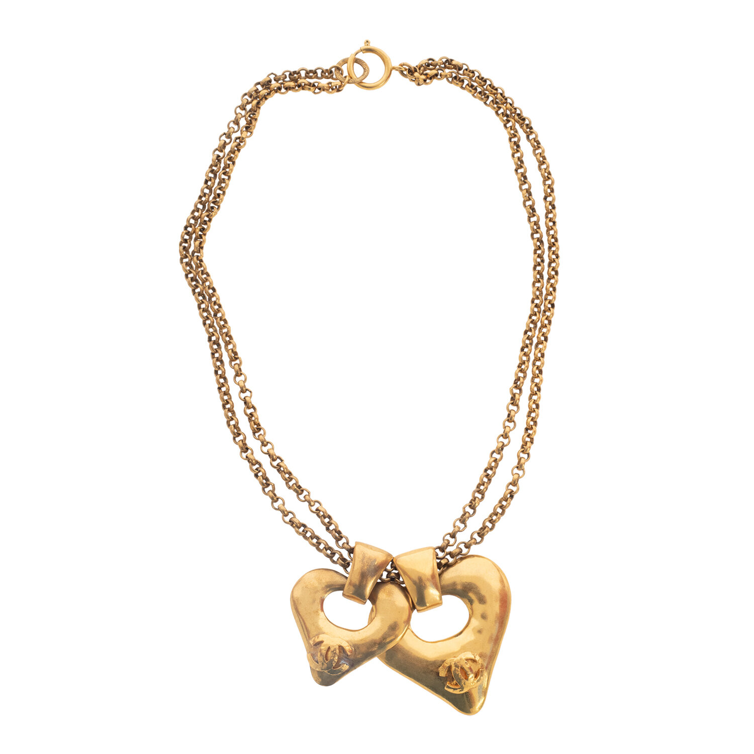 Chanel Vintage 1993 double heart necklace — LIZ MENDEZ VINTAGE