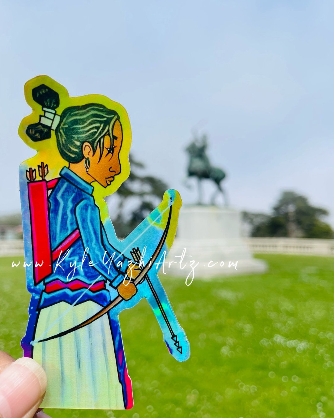 Sticker - Navajo Girl Hunting - Hologram Sticker Die-Cut
