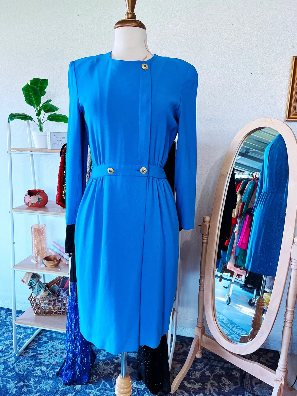 Vintage Liz Claiborne Petites Midi Blue Dress Vintageofthepeople