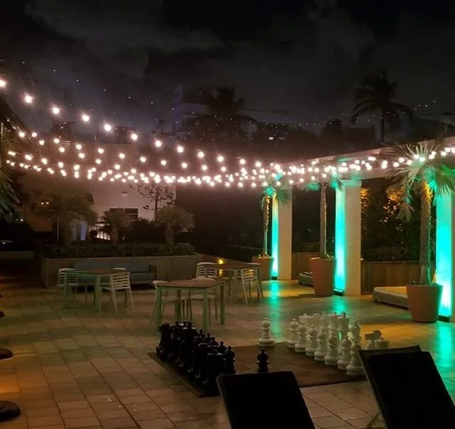 Light up your next out door event. 
#bistrolights #uplight #rental #miamievent #miamiproduction #audiorental #lightrental #productionrental #marriottstantonsouthbeach