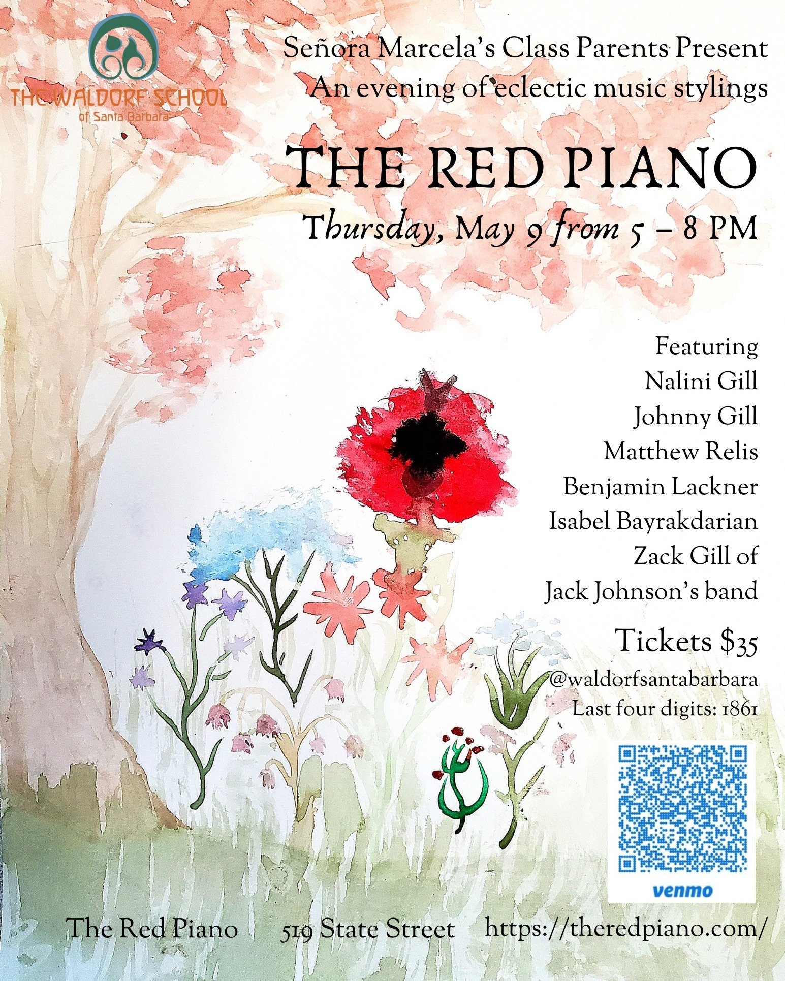 We're so stoked to be able to support local education while enjoying amazing live music! Next Thursday, May 9 from 5-8pm, join us at The Red Piano for an epic evening of eclectic music stylings for the Waldorf School of Santa Barbara - new page. They