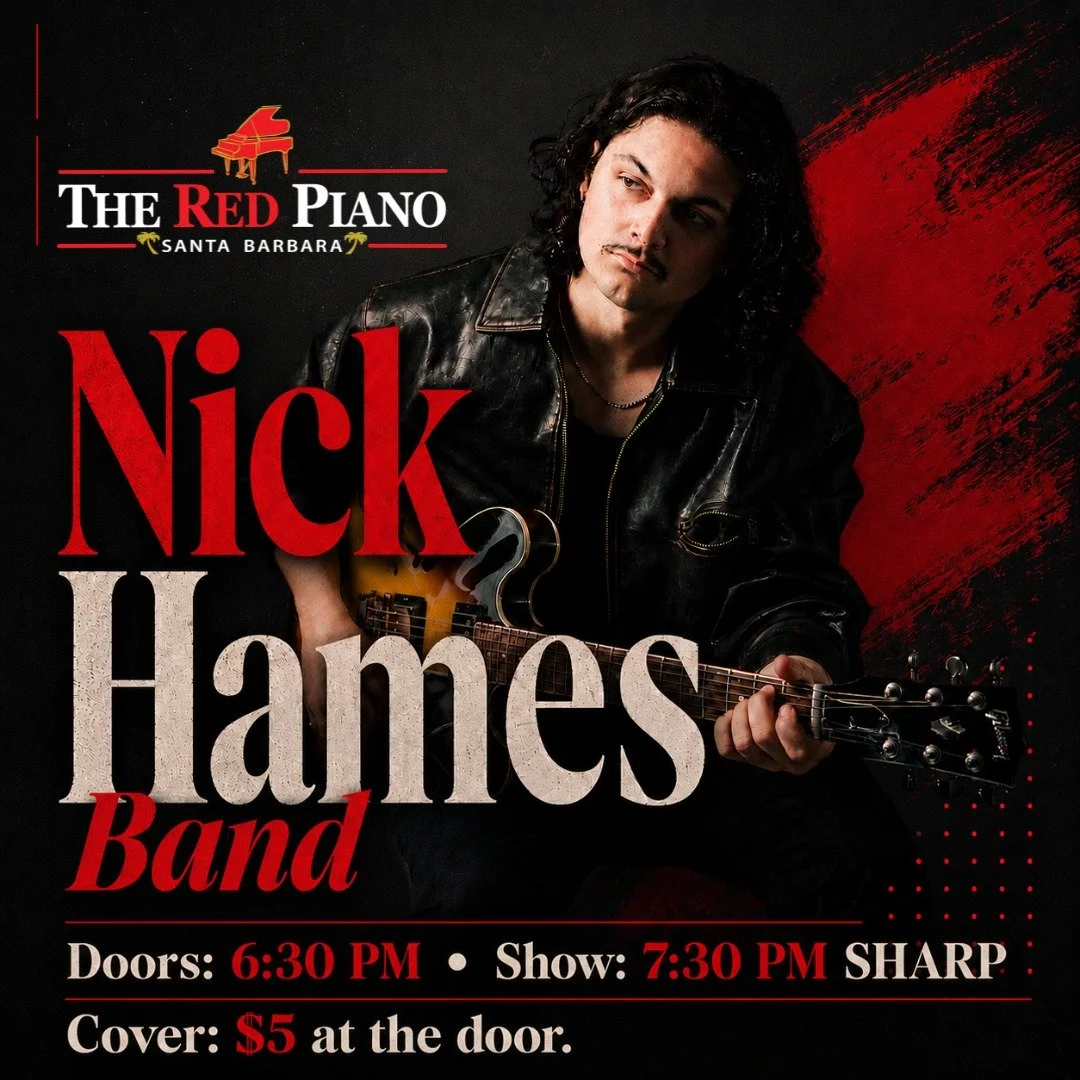 Church on Monday 🎸 **Nick Hames &amp; His Band** debut at The Red Piano! 🔥

Nick Hames blends blues, rock, and indie pop into an unforgettable live show. Original music meets crowd-favorite covers, inspired by legends like Hendrix, Prince, and Led 