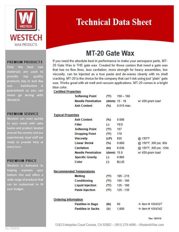Data Sheets Westech Wax Products data-sheets-westech-wax-products