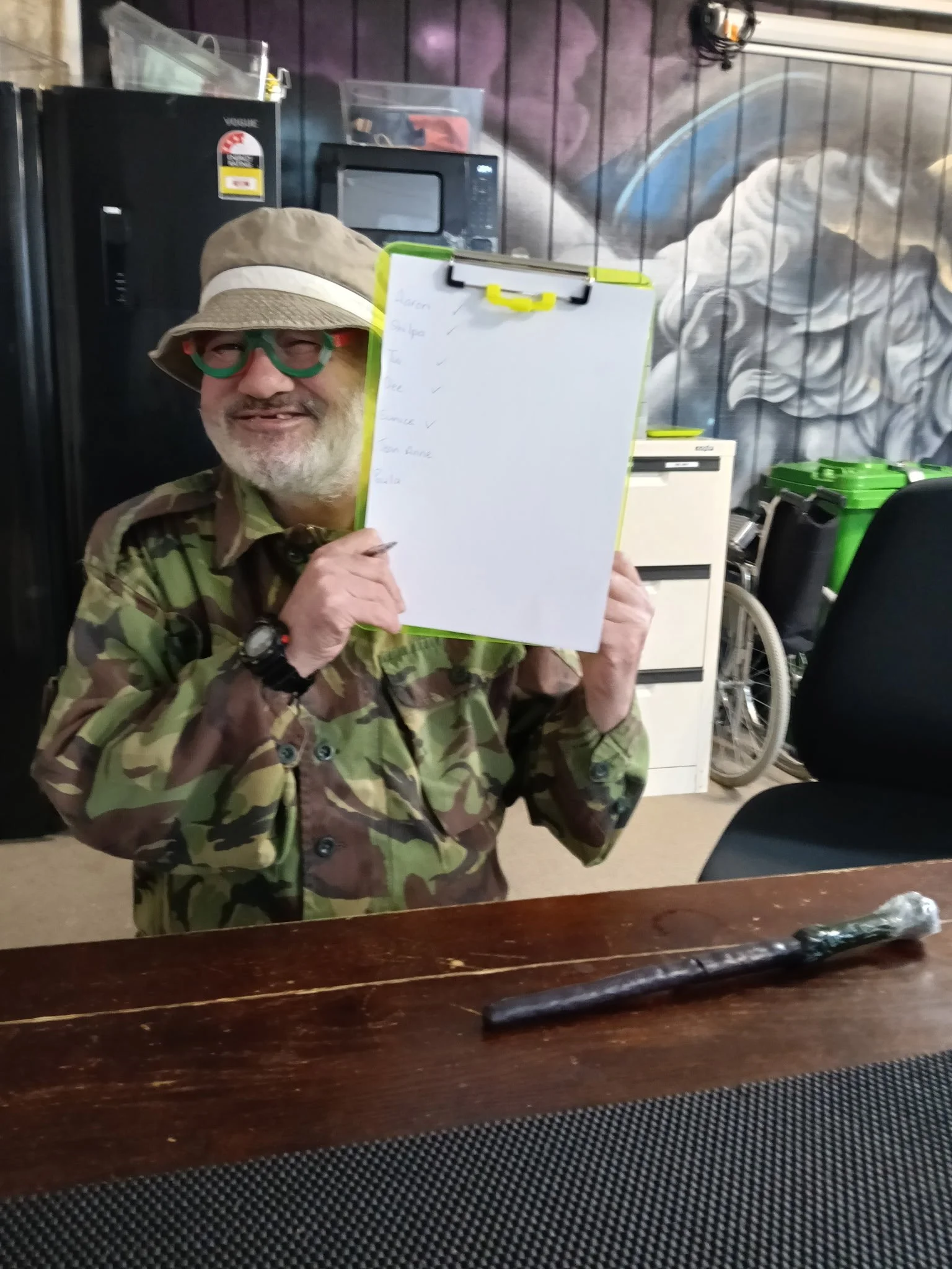 Denam checking staff times.jpg