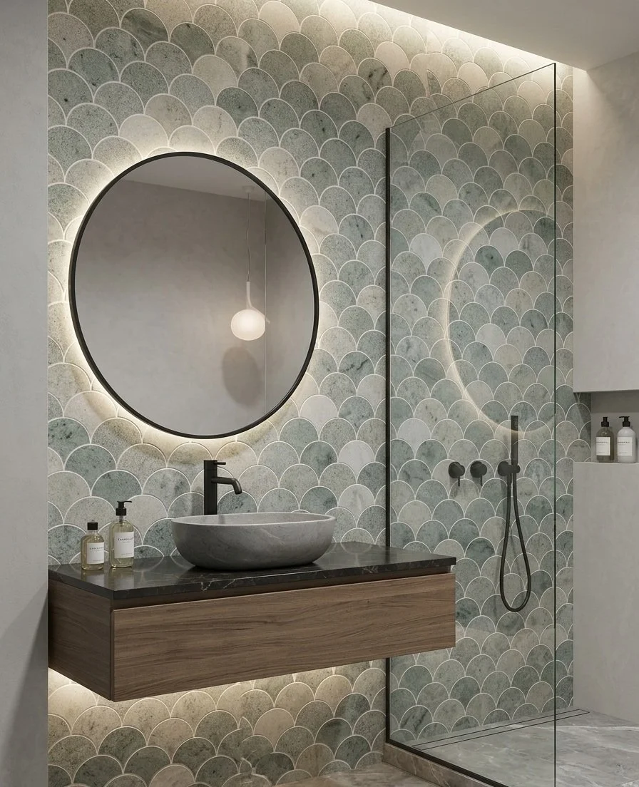 Fish Scale or Fan Tiles