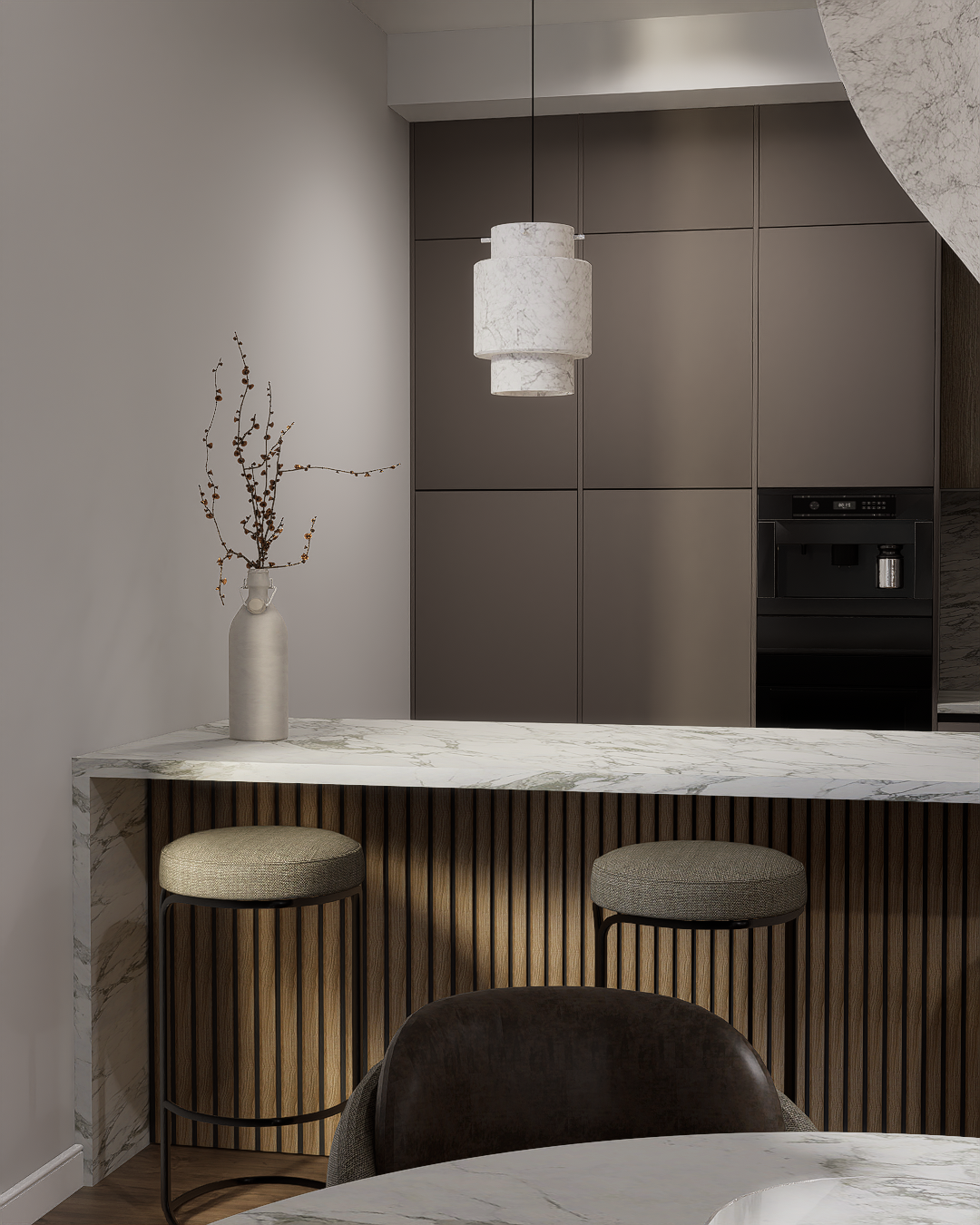 Stone, Wood and Relief: The Secret Formula for a Kitchen with Visual Depth