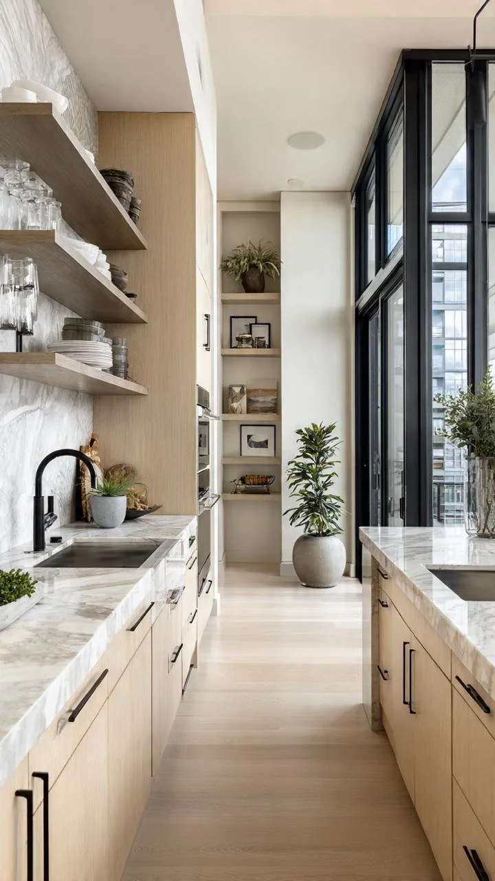 10 ideas Carrara Marble &amp; Light Wood Kitchens: A Timeless Elevated Style