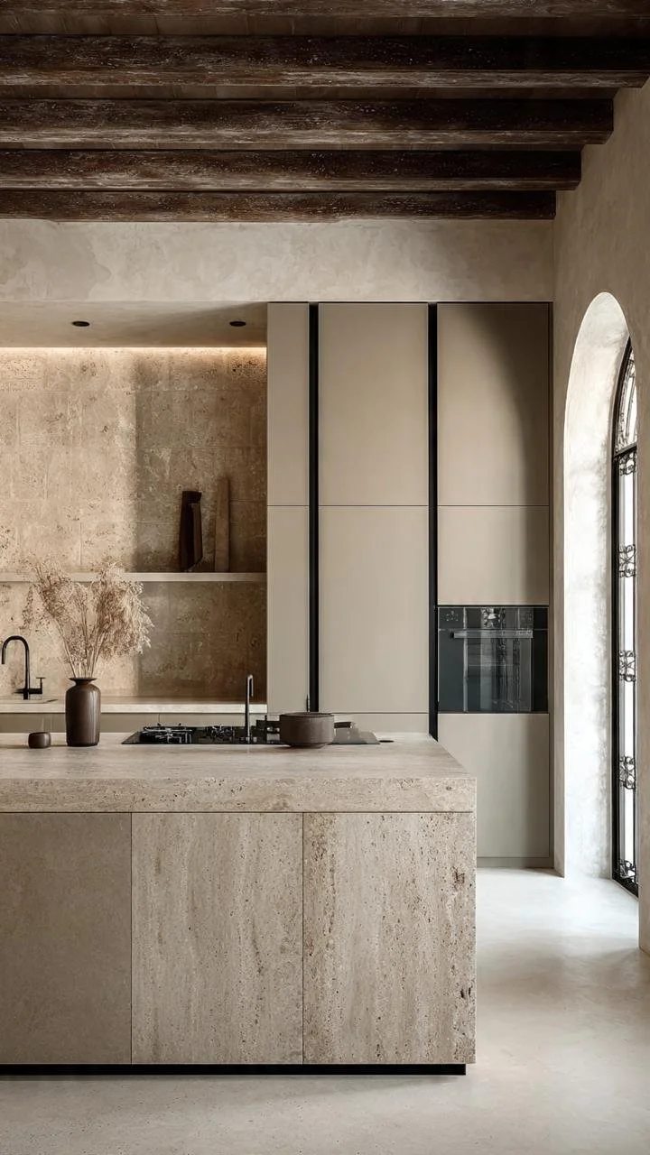14 Kitchen Ideas for Travertine Lovers Using Natural Stone as the Main Material