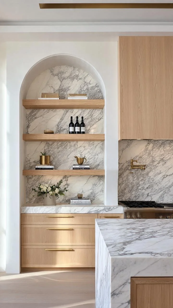 19 Arched Niche Kitchen Ideas | Marble, Warm Wood &amp; Built-In Storage Inspiration