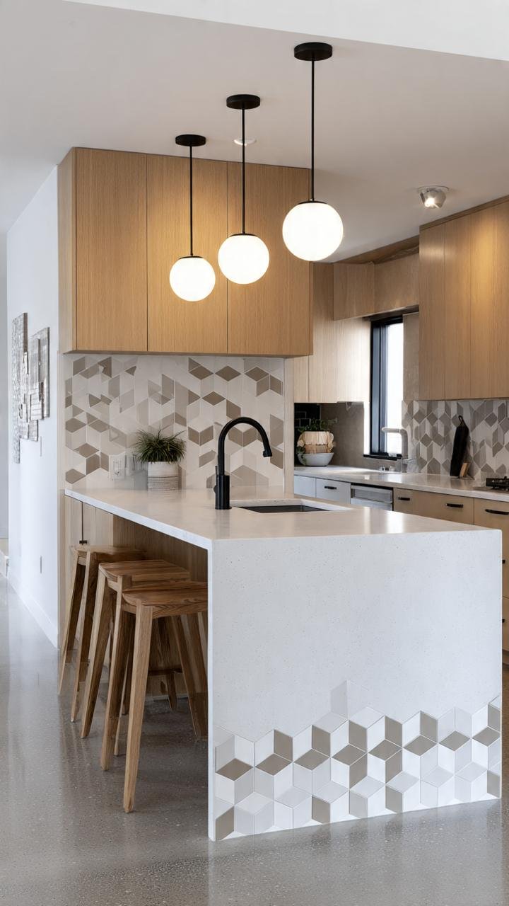 Geometric Floors: The Art of Walking on Impossible Patterns 15 Modern Kitchen Ideas with Bold Floors Full of Character and Authority