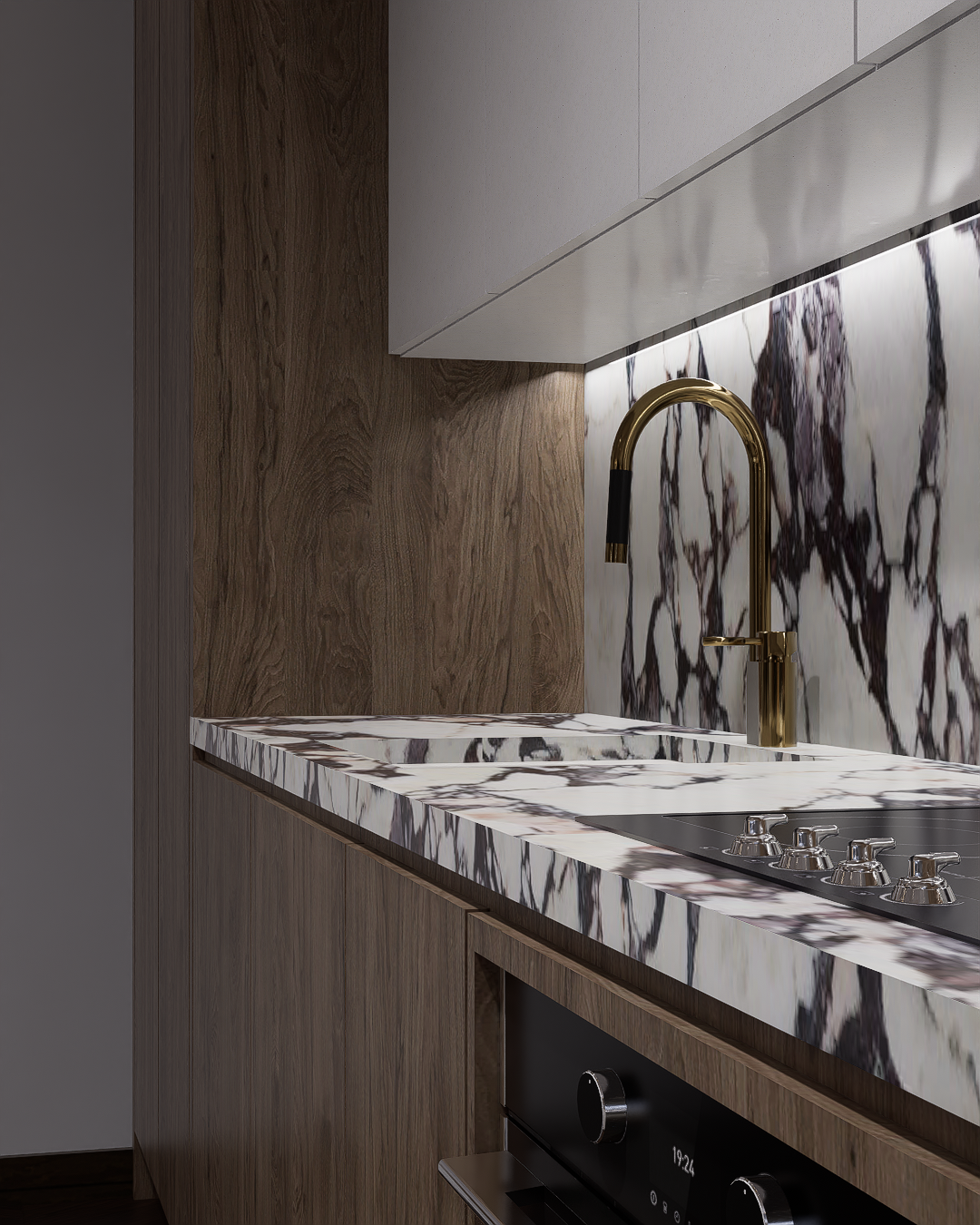 Dark Elegance: The Fusion of Wood and Natural Stone