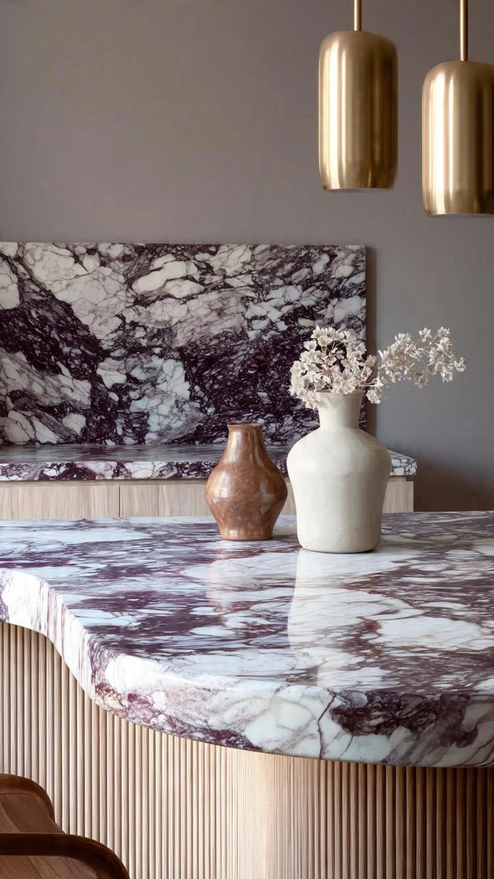 When Luxury Is Not Vulgarity: 15 Calacatta Viola Kitchens with Beauty Beyond Imagination